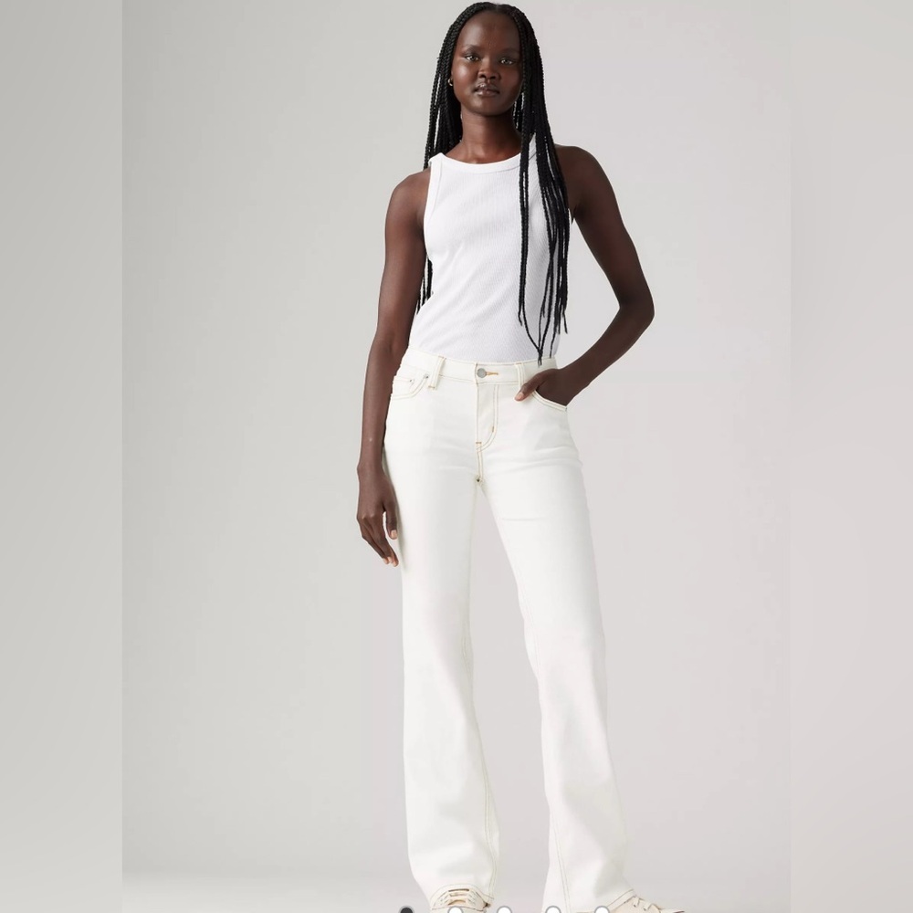 Levi’s the original 545 low bootcut white flip back‎ pocket brown stitching Sz 4